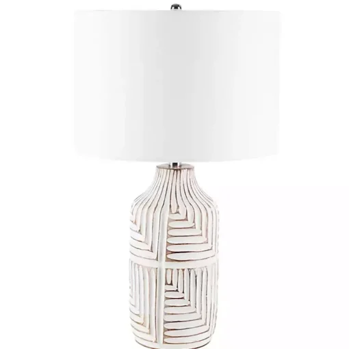 Ivory Carved Wood Dianne Table Lamp
