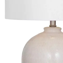 Ivory Chevron Ceramic Table Lamp
