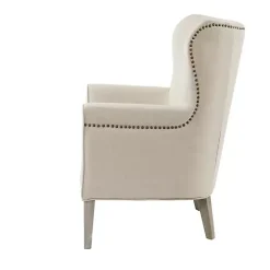 Ivory Curved Wingback Accent Chair