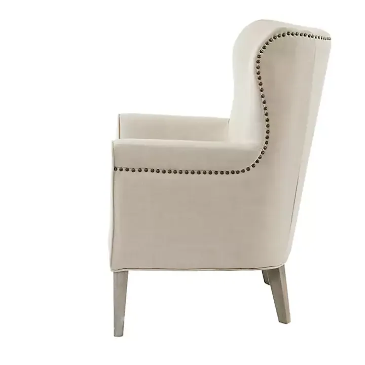 Ivory Curved Wingback Accent Chair