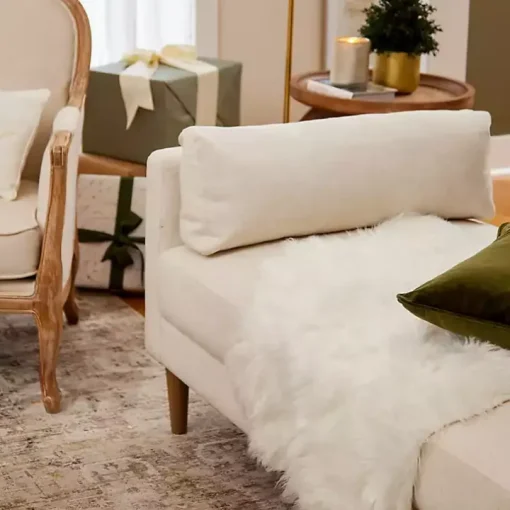 Ivory Faux Fur Scatter Rug