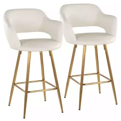 Ivory Faux Leather Marge Counter Stools, Set of 2