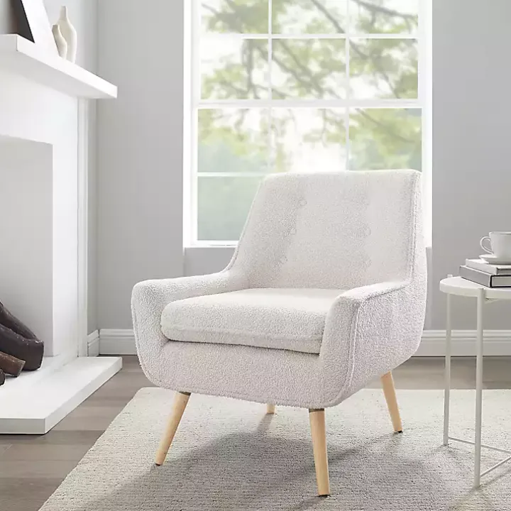 Ivory Faux Sherpa Tufted Accent Chair