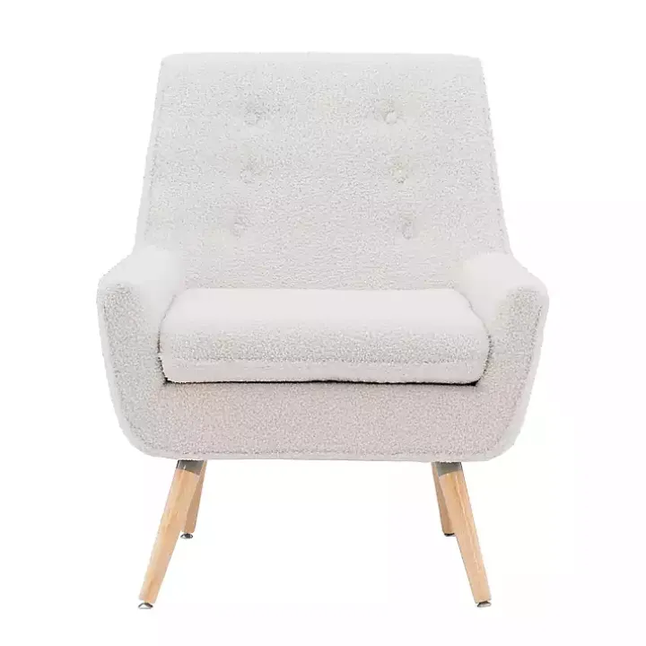 Ivory Faux Sherpa Tufted Accent Chair