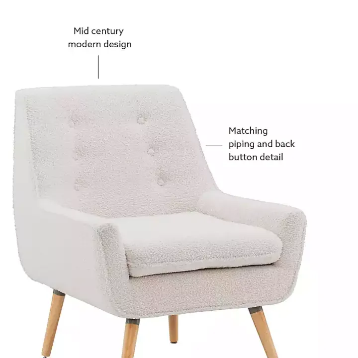 Ivory Faux Sherpa Tufted Accent Chair