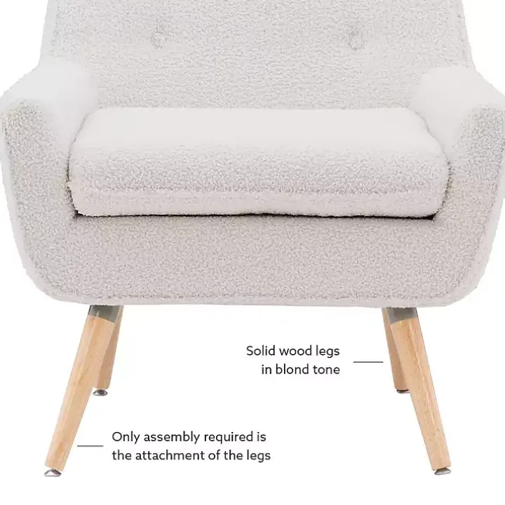 Ivory Faux Sherpa Tufted Accent Chair