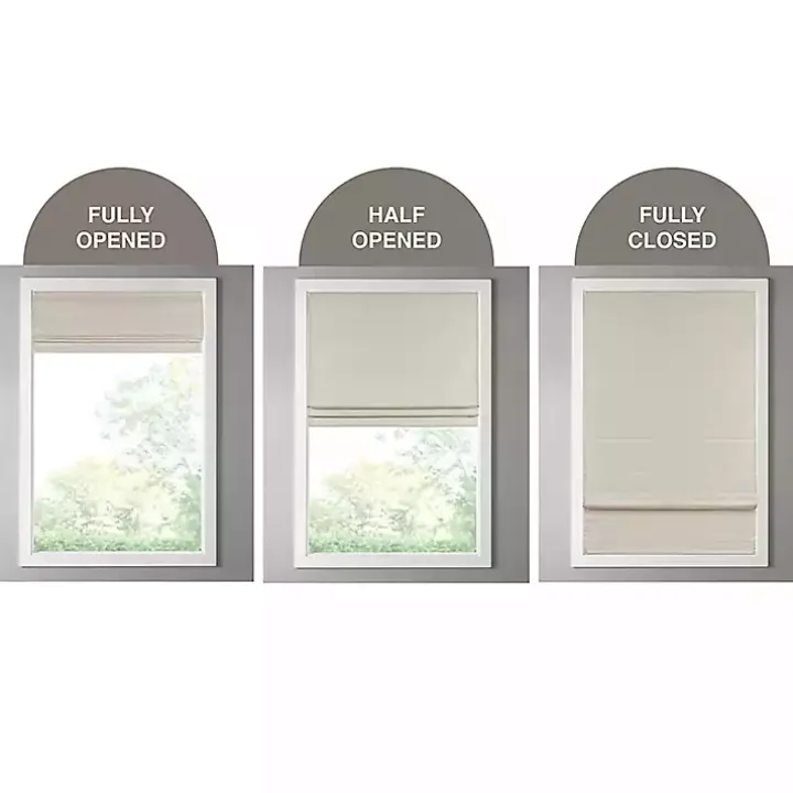 Ivory Faux Silk Room Darkening Roman Shade, 33 in.