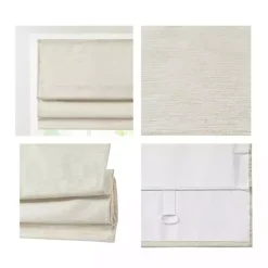 Ivory Faux Silk Room Darkening Roman Shade, 33 in.