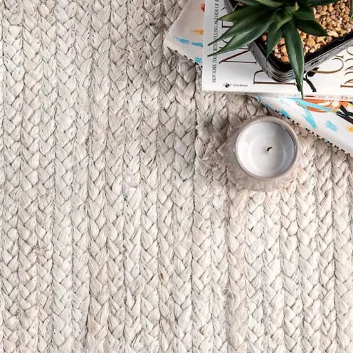 Ivory Hand Woven Rigo Jute Area Rug, 9x12