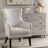 Ivory Lanea Quilted Accent Chair with Silver Studs