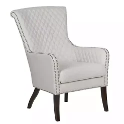 Ivory Lanea Quilted Accent Chair with Silver Studs