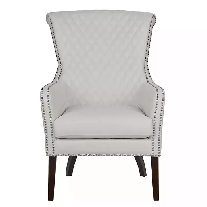 Ivory Lanea Quilted Accent Chair with Silver Studs