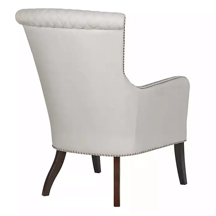 Ivory Lanea Quilted Accent Chair with Silver Studs