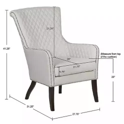 Ivory Lanea Quilted Accent Chair with Silver Studs