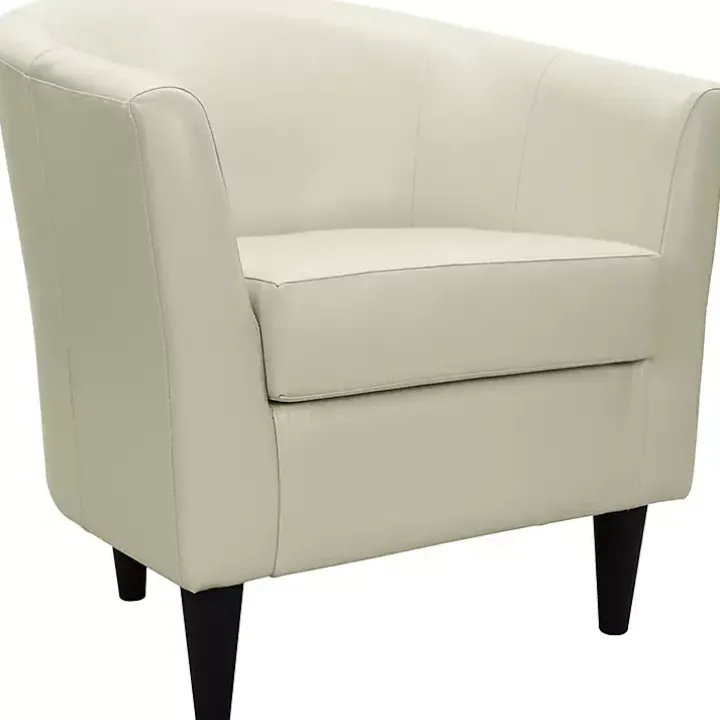 Ivory Leatherette Windsor Accent Chair