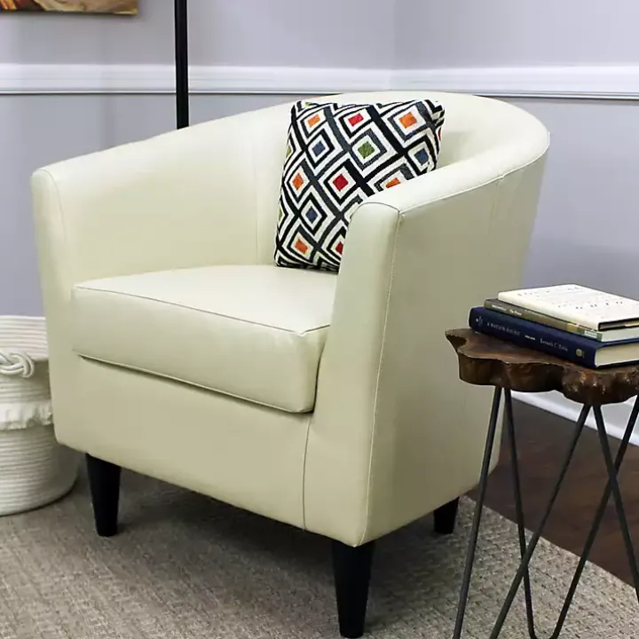 Ivory Leatherette Windsor Accent Chair