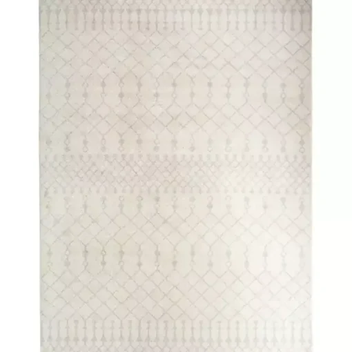 Ivory Moroccan Washable Area Rug, 5x7