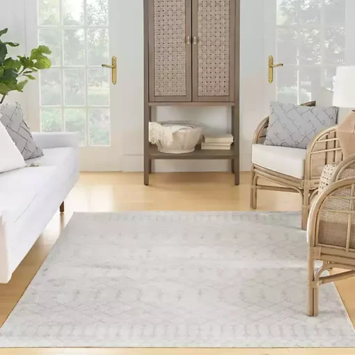 Ivory Moroccan Washable Area Rug, 5x7