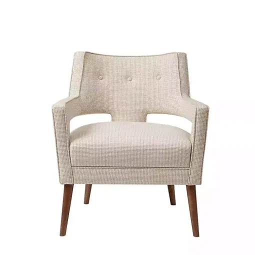 Ivory Open Back Mid-Century Modern Armchair
