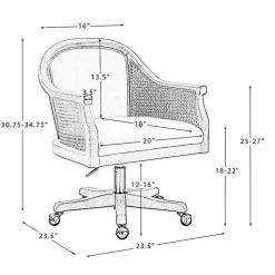 Ivory Rattan Swivel Office Chair