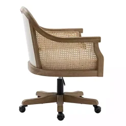 Ivory Rattan Swivel Office Chair