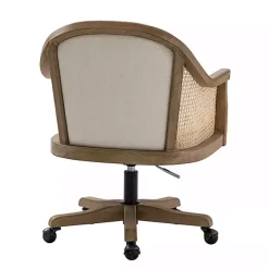 Ivory Rattan Swivel Office Chair