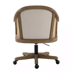 Ivory Rattan Swivel Office Chair