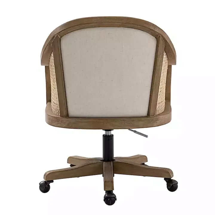 Ivory Rattan Swivel Office Chair