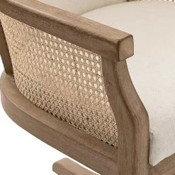 Ivory Rattan Swivel Office Chair