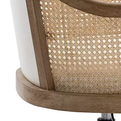 Ivory Rattan Swivel Office Chair