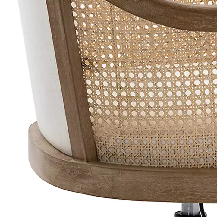 Ivory Rattan Swivel Office Chair