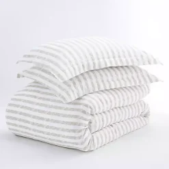 Ivory Rugged Stripes Puffed 3-pc. Queen Duvet Set