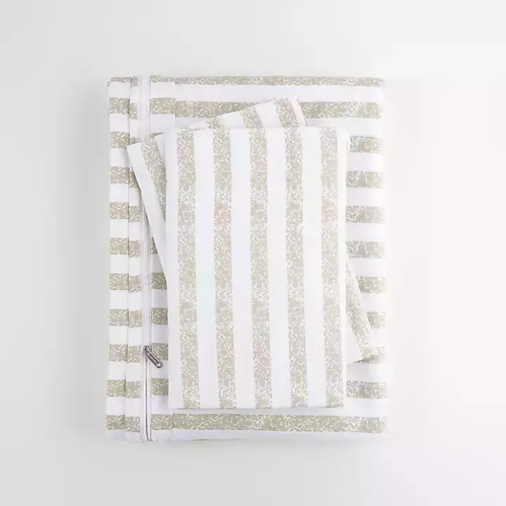 Ivory Rugged Stripes Puffed 3-pc. Queen Duvet Set