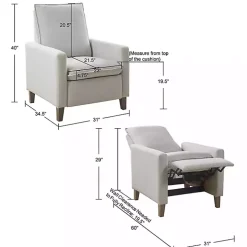 Ivory Upholstered Push-Back Recliner