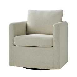 Ivory Upholstered Vasser Slipcover Swivel Chair