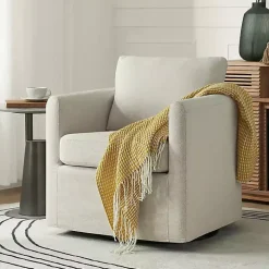 Ivory Upholstered Vasser Slipcover Swivel Chair