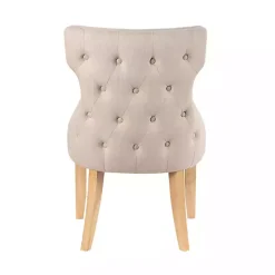Ivory Upholstered Wingback Dining Chairs, Set of 2