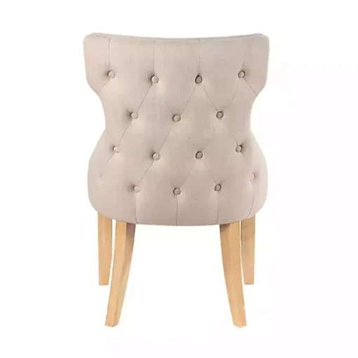 Ivory Upholstered Wingback Dining Chairs, Set of 2
