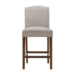 Ivory Upholstered Wood Counter Stool