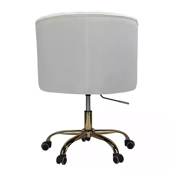 Ivory Velvet Tufted Golden Leg Swivel Office Chair