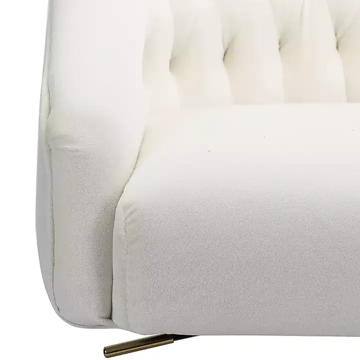 Ivory Velvet Tufted Golden Leg Swivel Office Chair