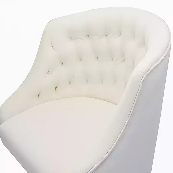 Ivory Velvet Tufted Golden Leg Swivel Office Chair