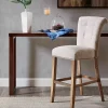 Ivory Wesley Tufted Bar Stool with Nailhead Trim