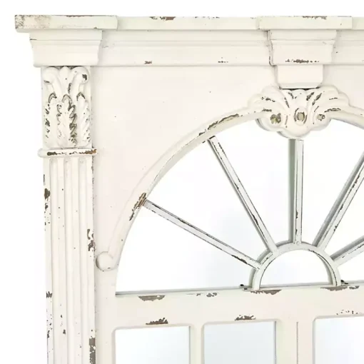 Ivory Window Frame Beveled Mirror
