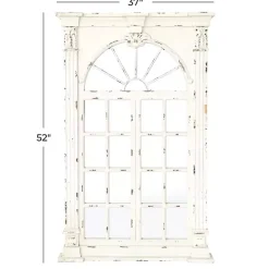 Ivory Window Frame Beveled Mirror