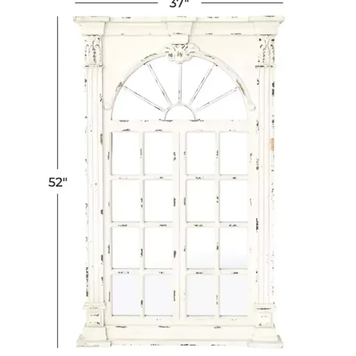 Ivory Window Frame Beveled Mirror