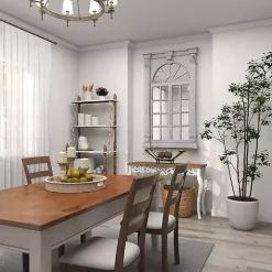 Ivory Window Frame Beveled Mirror