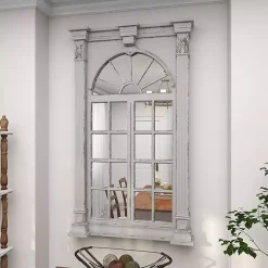 Ivory Window Frame Beveled Mirror