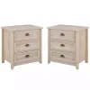 Ivory Wood 3-Drawer Nightstands, Set of 2