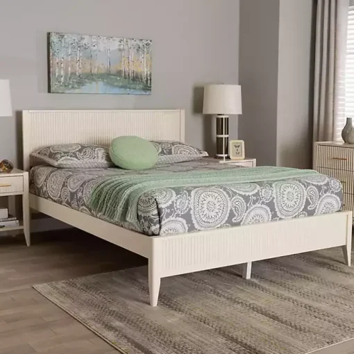 Ivory Wood Fluted Headboard Primrose King Bed